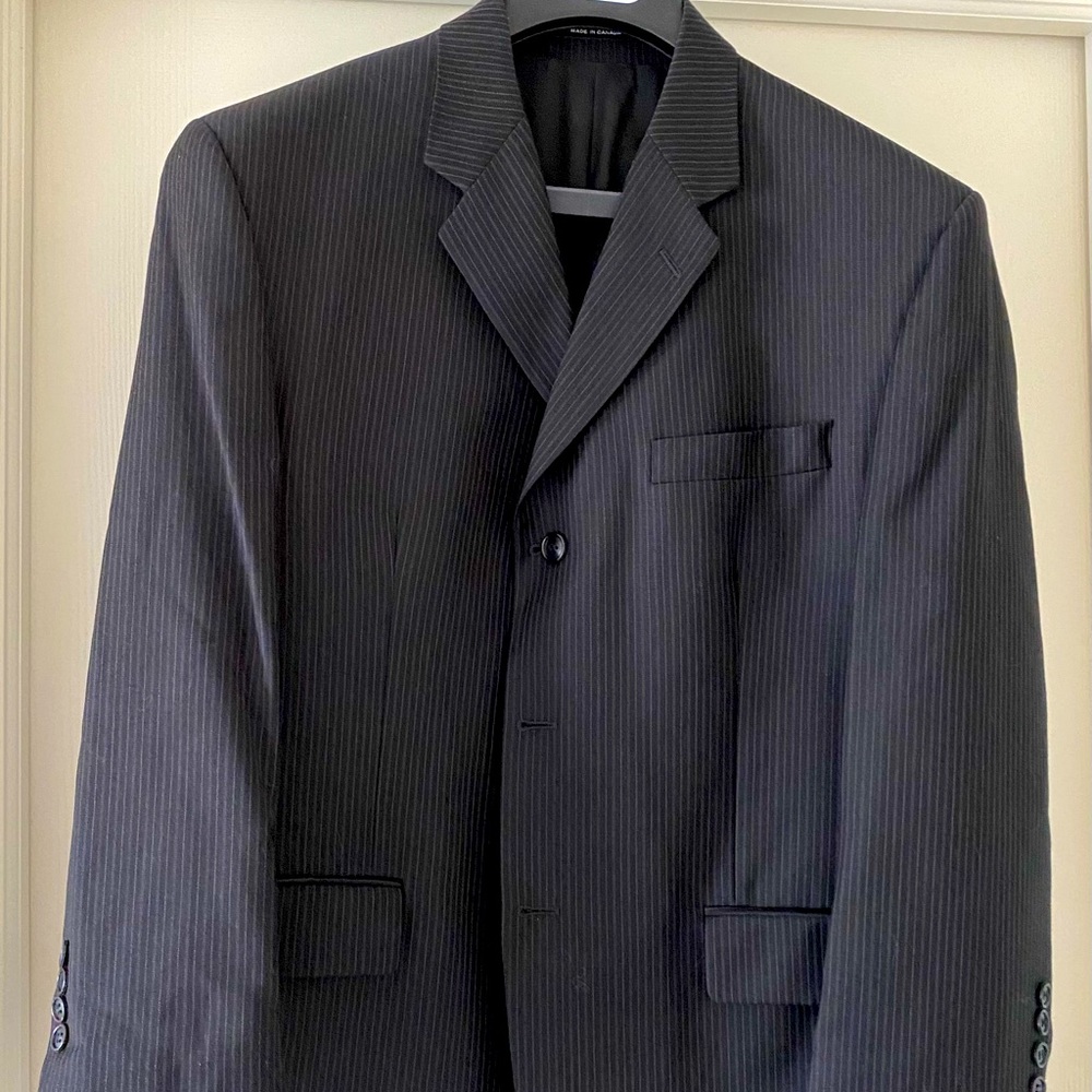 Men’s Calvin Klein Suit -Black with gray pinstripe